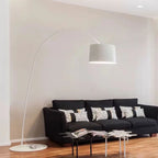 Lampadaire arc 220 cm à abat-jour tambour, LED fournie, 4 coloris