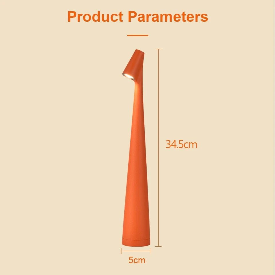 Lampe de table sans fil en cône élancé de 34,5 cm, lumière chaude