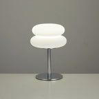 Lampe de chevet USB à double coussin superposé sur pied chromé