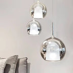 Suspension boule en verre et cône dépoli intérieur, Ø 15 à 25 cm