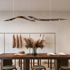 Suspension LED vague en bois sculpté, solo ou duo jusqu'à 230 cm