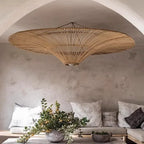 Grand lustre chapeau en rotin, Ø 60 à 130 cm, suspendu ou plafonnier