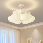 Lustre couronne à pétales blanc ou rose pour chambre d'enfant, LED