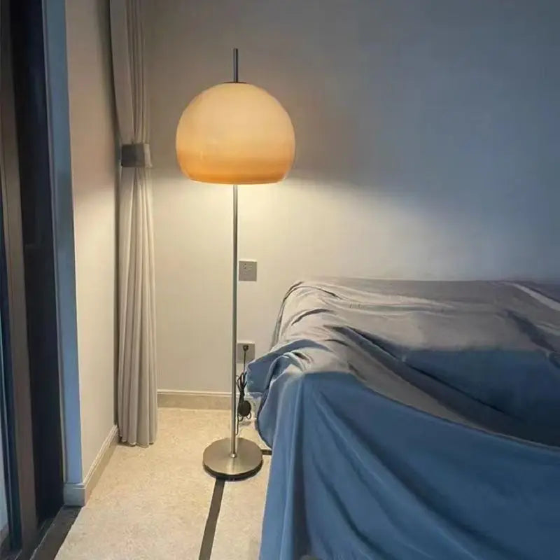 Lampadaire champignon à dôme en verre orange, aussi en lampe à poser