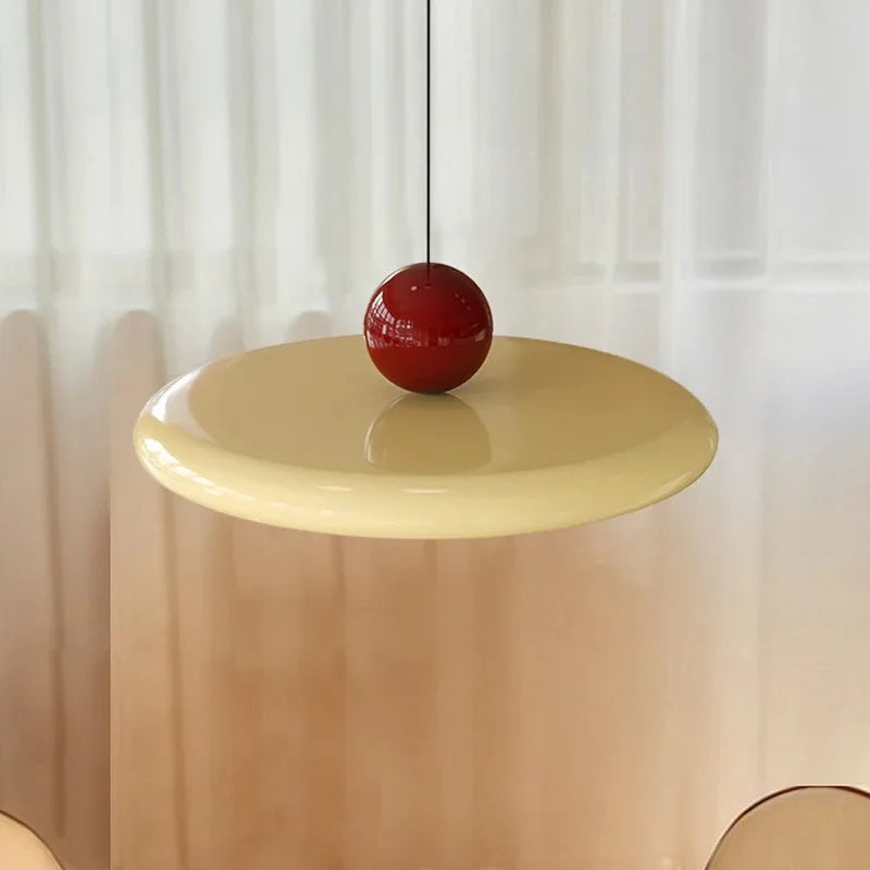 Suspension déportée à bras pivotant et disque LED laqué coloré