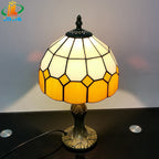 Lampe de chevet en vitrail à carreaux, bandeau orange, vert ou jaune