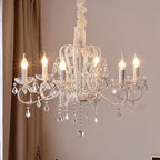 Lustre en cristal à bougies, blanc ou doré, de 6 à 12 lumières E14
