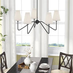 Lustre à abat-jour coniques en tissu, noir ou doré, 4 ou 5 bras