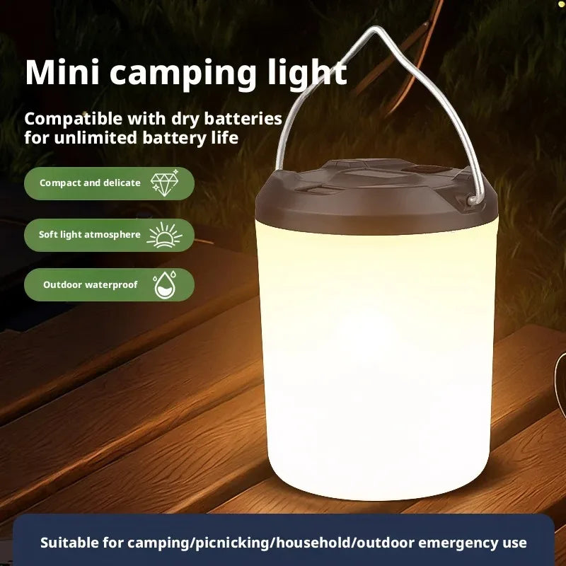 Lampe portable à piles pour camping, anse métal et diffuseur opalin