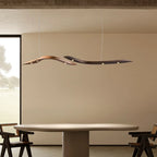 Suspension LED vague en bois sculpté, solo ou duo jusqu'à 230 cm