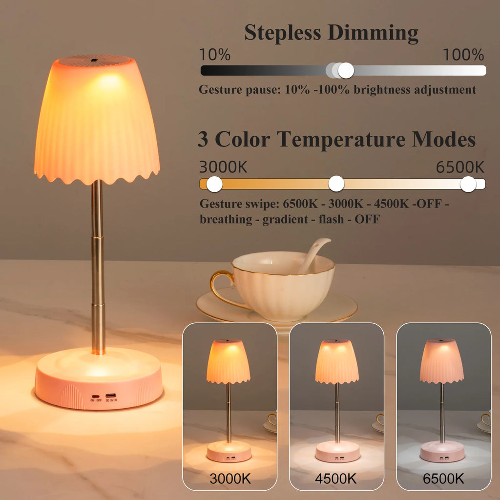 Lampe de table sans fil à hauteur réglable et commande gestuelle