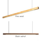 Suspension linéaire en bois de pin ou noyer, 80 à 180 cm, LED