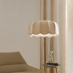 Suspension en lin à abat-jour festonné, Ø 45 ou 60 cm, douille E27