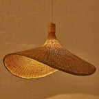 Suspension chapeau conique en bambou tressé serré, Ø 50 cm