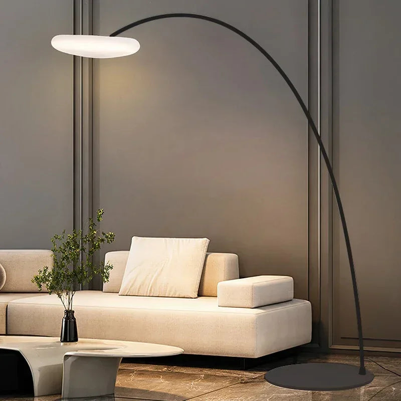 Lampadaire arc à abat-jour nuage, LED 24 ou 36 W, noir ou blanc