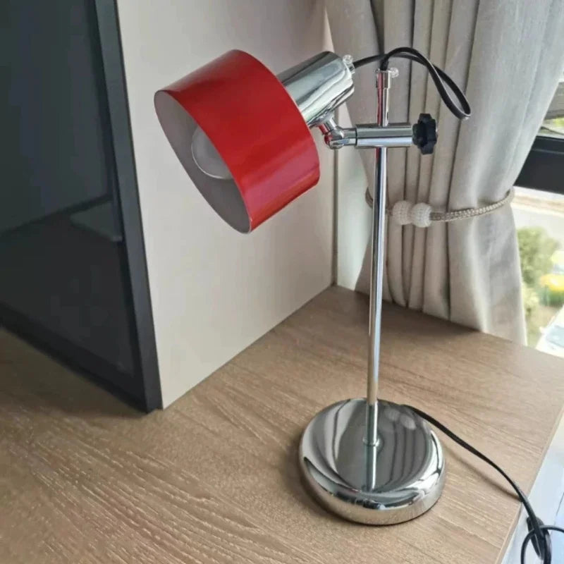 Lampe de bureau vintage en métal, tête orientable et pied chromé