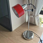 Lampe de bureau vintage en métal, tête orientable et pied chromé