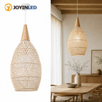 Suspension goutte en rotin et bois clair, Ø 25 ou 35 cm, câble 150 cm