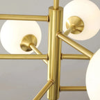 Lustre à globes opalins sur tige rigide, 6 ou 8 globes, noir ou doré