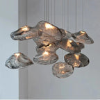Suspension nuage en verre froissé fumé, clair ou ambré, Ø 20 à 40 cm