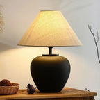 Grande lampe en céramique, porcelaine bleue ou céramique mate