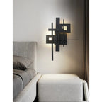 Lustre LED noir à blocs géométriques superposés, esprit loft
