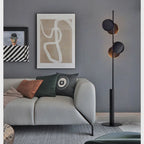 Lampadaire noir mat à deux disques de lumière, fer forgé 160 cm