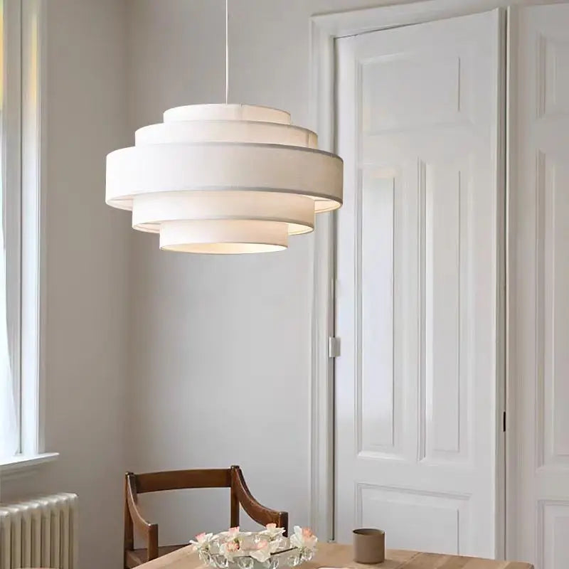 Suspension en tissu à niveaux : tambour, étagé ou rectangulaire, LED
