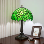 Lampe style Tiffany glycine en vitrail vert, abat-jour 30 cm, 49 cm