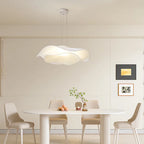 Suspension feuille de lotus en tissu plissé blanc, LED 12 W