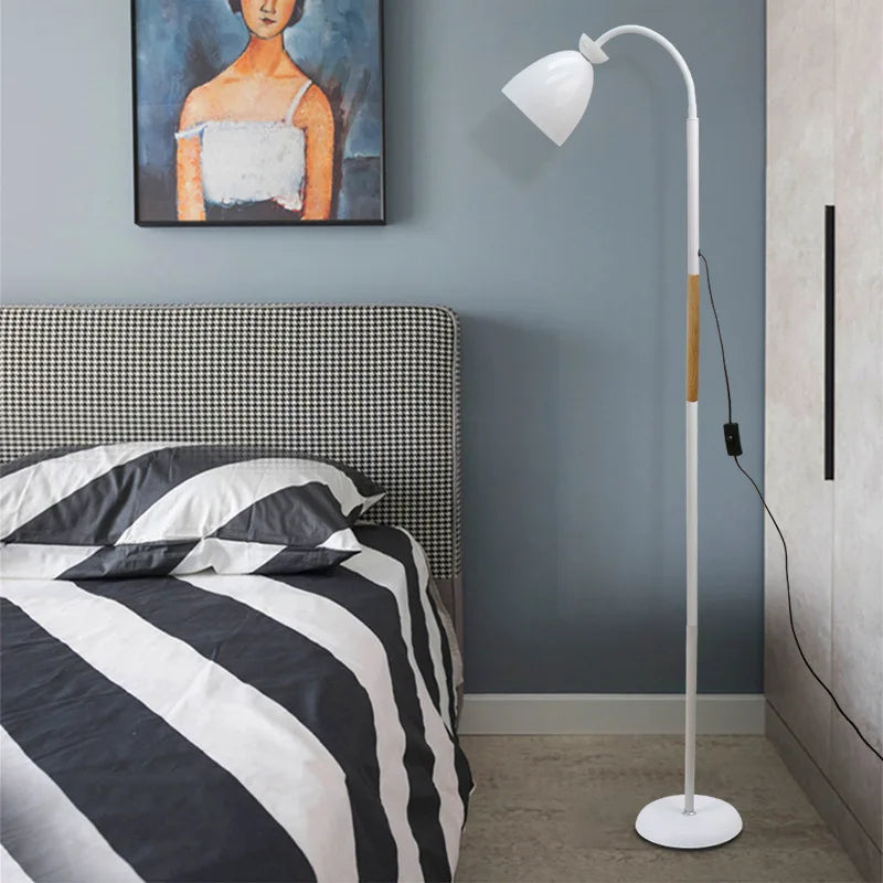 Lampadaire nordique à abat-jour cloche et col flexible, 120 cm