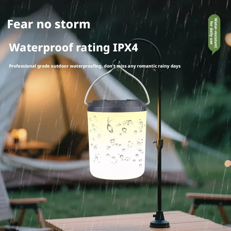 Lampe portable à piles pour camping, anse métal et diffuseur opalin