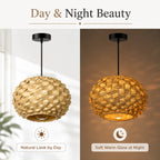 Suspension boule en bambou tressé à écailles, Ø 30 cm, câble 150 cm