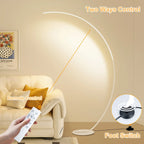 Lampadaire arc LED blanc ou doré, 165 cm, de 3000 à 6500 K