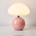 Lampe champignon en céramique brillante, chapeau opalin, 22 cm