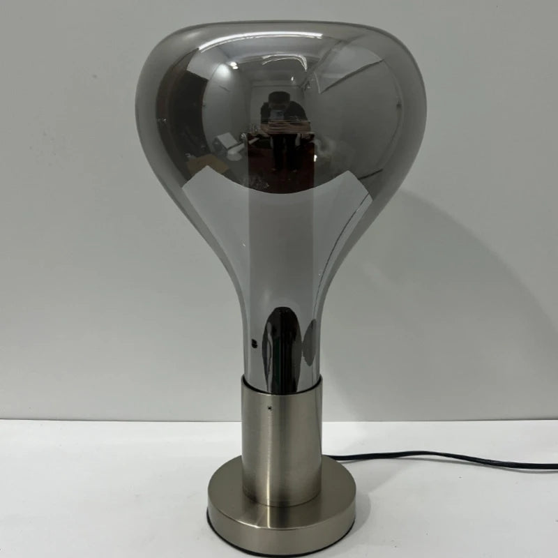 Suspension goutte en verre et tube effet bois, aussi en lampe à poser