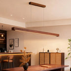 Suspension LED barre en bois massif, 80 à 120 cm, noyer ou naturel