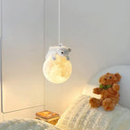 Suspension chambre d'enfant lune et lapin ou ours endormi, G9 LED