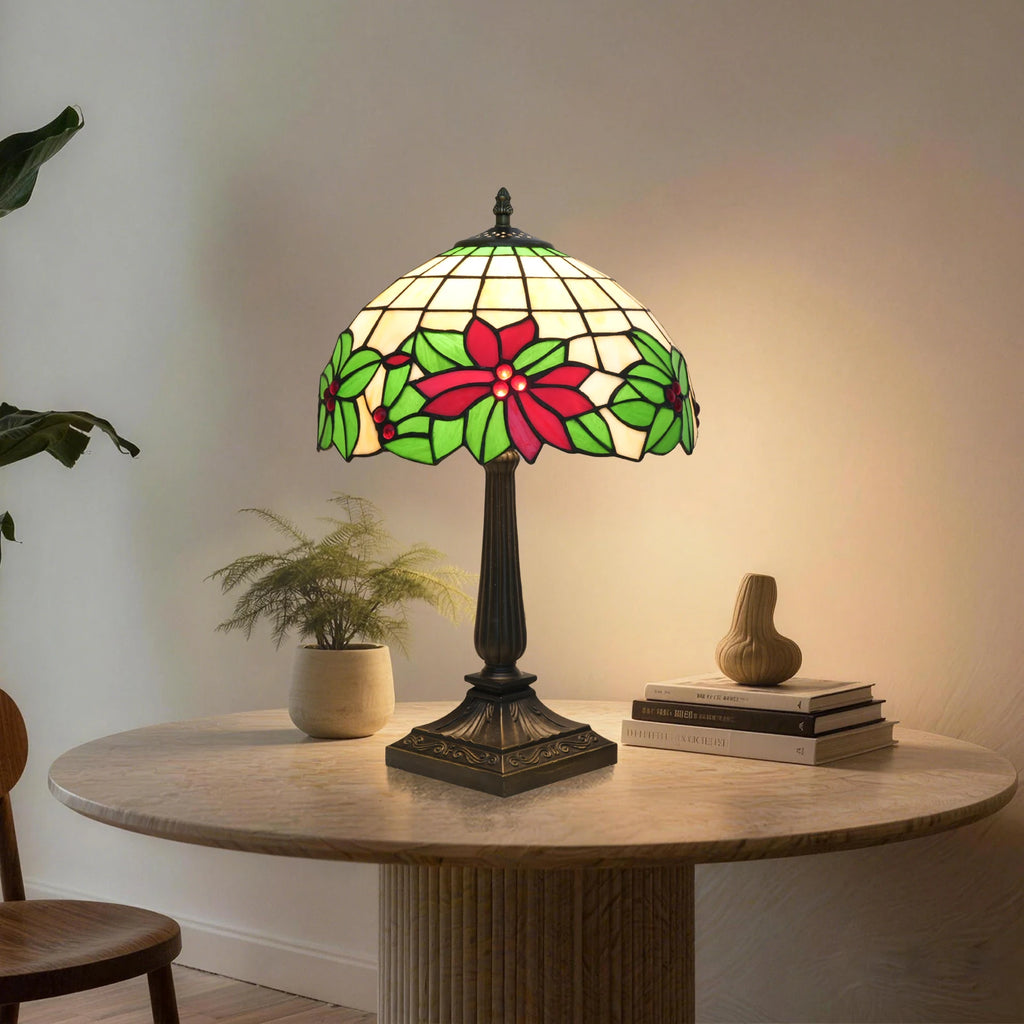 Lampe Tiffany en vitrail à étoiles de Noël rouges, Ø 30 cm