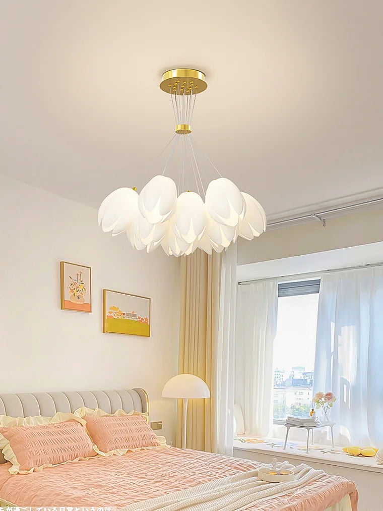 Lustre grappe de tulipes blanches, 7 ou 13 lumières, ampoules G9