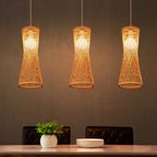 Suspension sablier en bambou torsadé, ou lampe à poser assortie