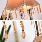 Lampe de chevet vintage à pampilles, pied doré ou blanc, 40 cm