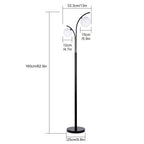 Lampadaire noir à deux globes en verre opalin, 160 cm, LED G9