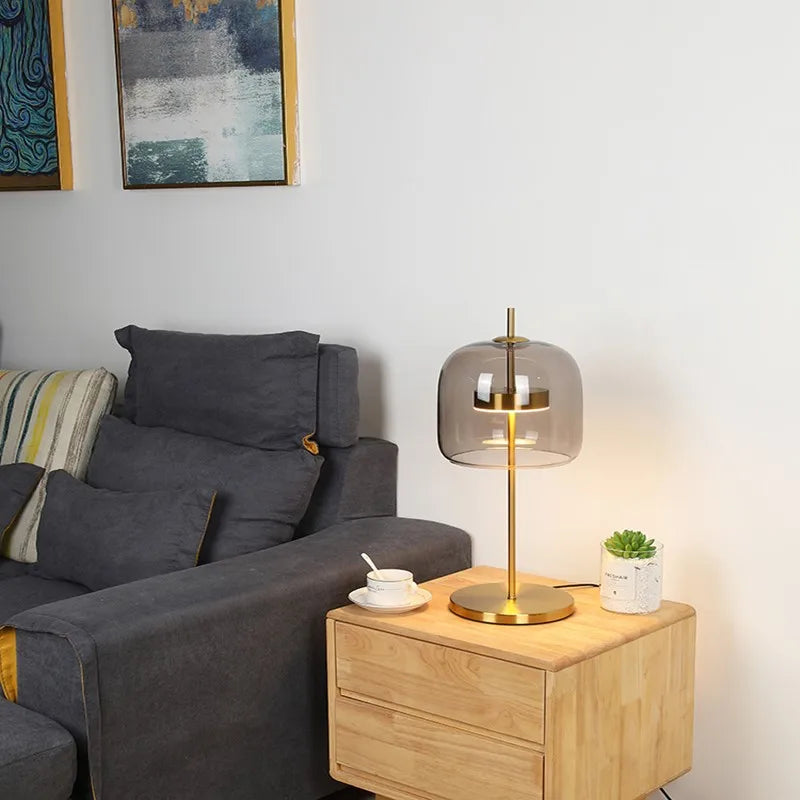 Lampe cloche en verre à anneau lumineux intégré