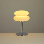 Lampe de chevet USB à double coussin superposé sur pied chromé