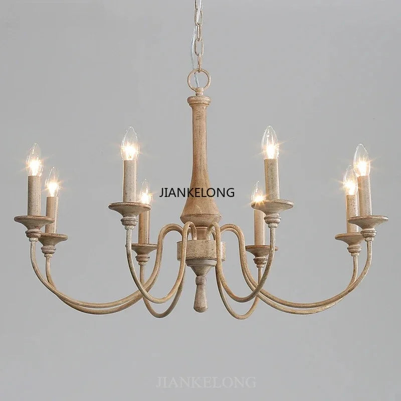 Lustre rustique en bois et fer à bougies, 5 à 15 lumières E14