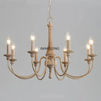 Lustre rustique en bois et fer à bougies, 5 à 15 lumières E14