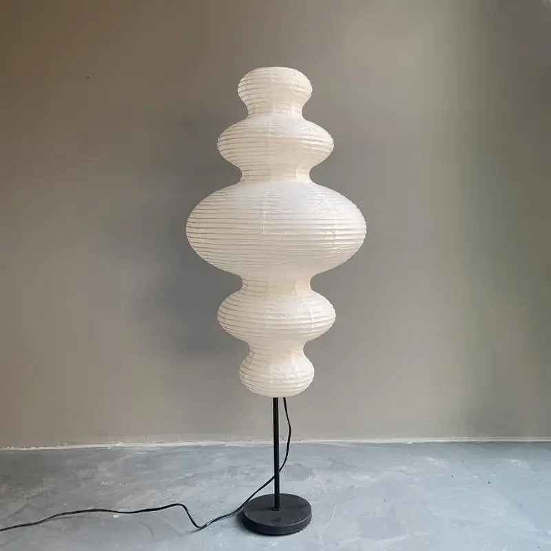 Lampadaire en papier de riz aux courbes empilées, 116 cm, douille E27