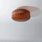 Plafonnier LED tambour en verre ambré strié, Ø 20, 28 ou 38 cm