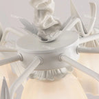 Lustre à tulipes en verre blanc et bras feuillus, 4 à 9 lumières